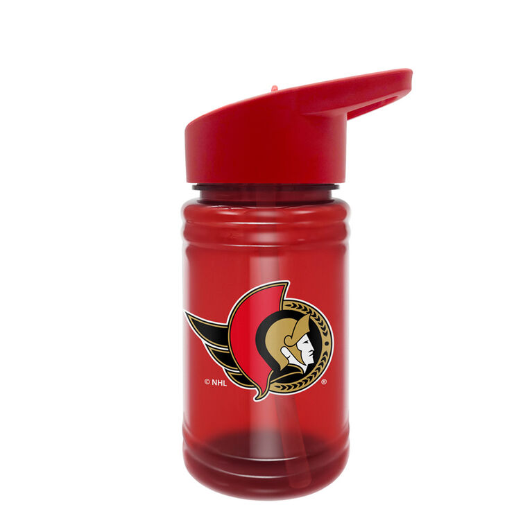 NHL Ottawa Senators 16 ounce red kids water bottle with handle and straw lid