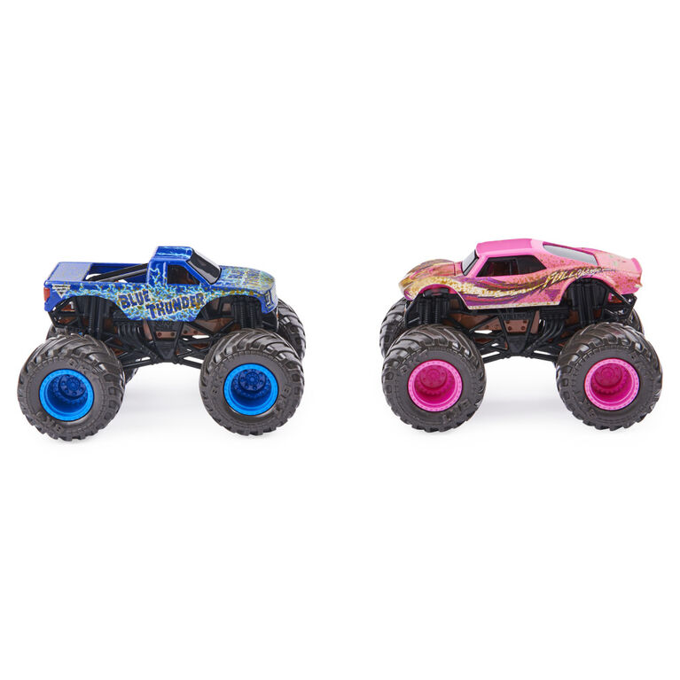 Monster Jam, Official Blue Thunder vs. Full Charge Color-Changing Die-Cast Monster Trucks, 1:64 Scale