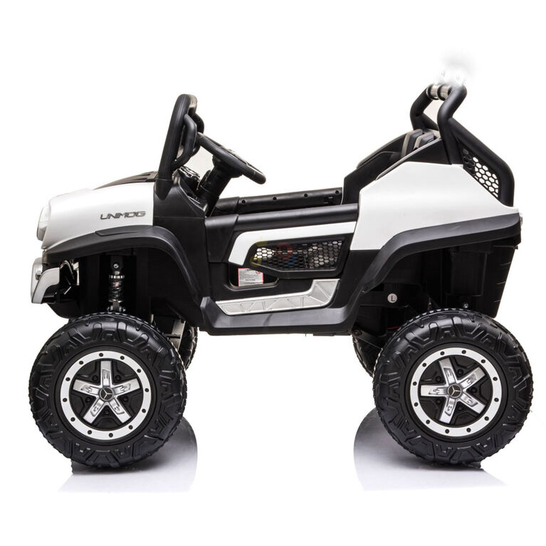 12V Mercedes Unimog 4WD Ride On - White - English Edition