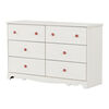 Lily Rose 6-Drawer Double Dresser- White Wash