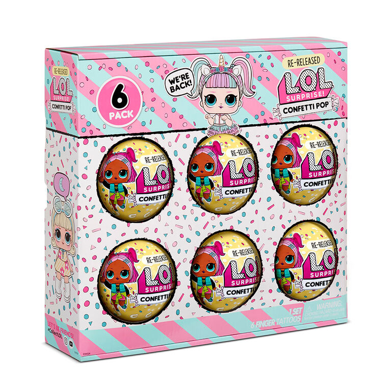 L.O.L. Surprise! Confetti Pop 6 Pack Unicorn - 6 Re-released Dolls Each with 9 Surprises - R Exclusive