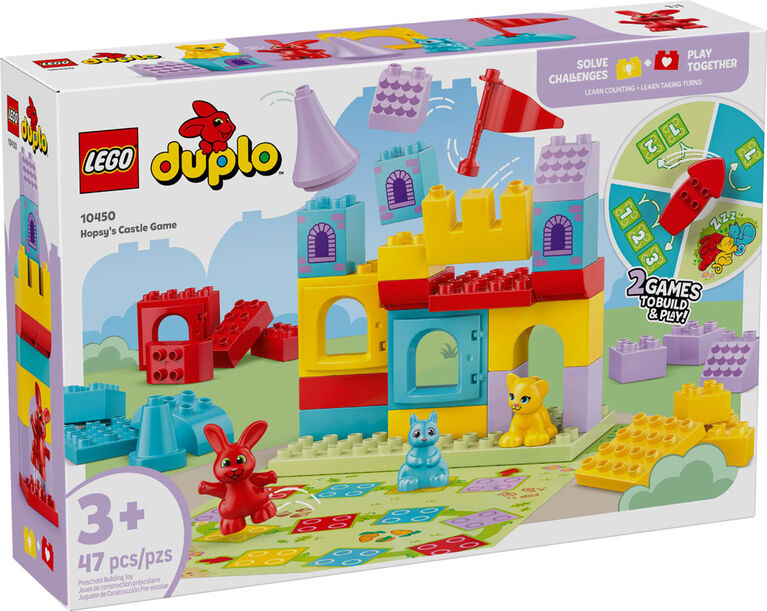 LEGO DUPLO Le Jeu du Château de Hopsy, Jouet de Construction d'Apprentissage par le Jeu, 3 Figurines d'Animaux 10450