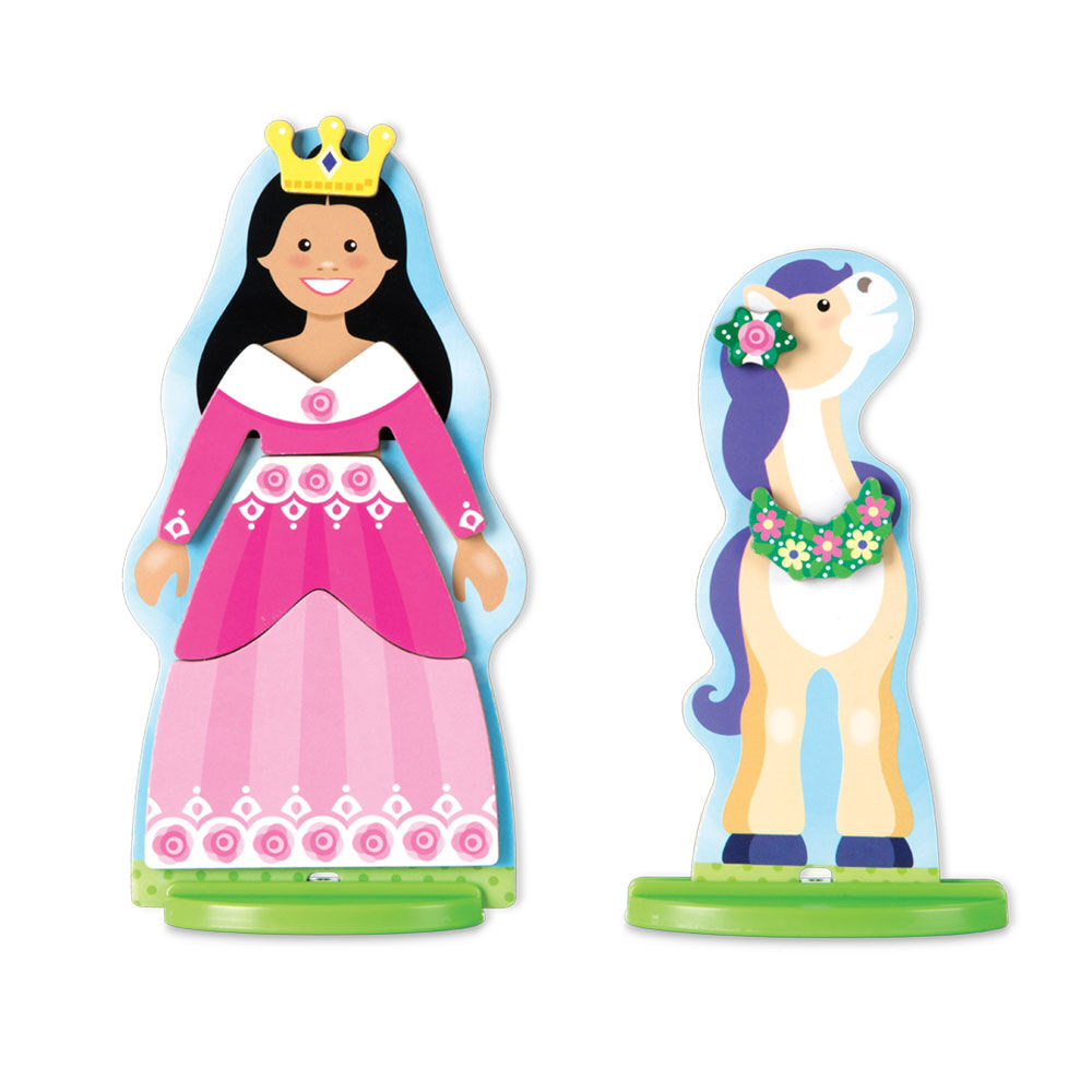 Melissa & Doug Princess & Horse Magnetic Dress-Up Wooden Dolls Pretend Play Set (35 pcs