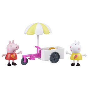 Peppa Pig, Chariot de glaces de Peppa avec 2 figurines et 3 accessoires thématiques, jouets pour enfants