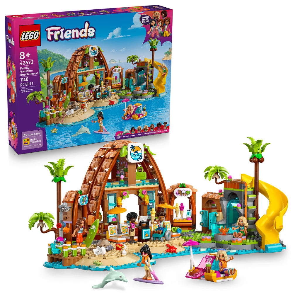 LEGO Friends Family Vacation Beach Resort Pretend Play Building Toy for Girls & Boys, 8+ - 42673
