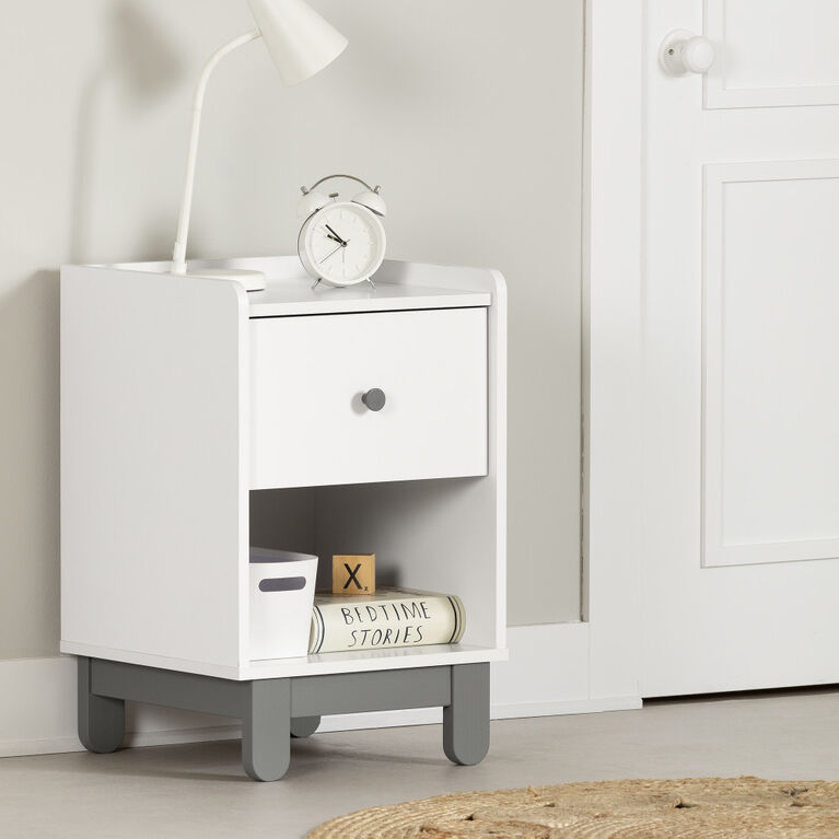 Bebble 1-Drawer Nightstand Gray and White