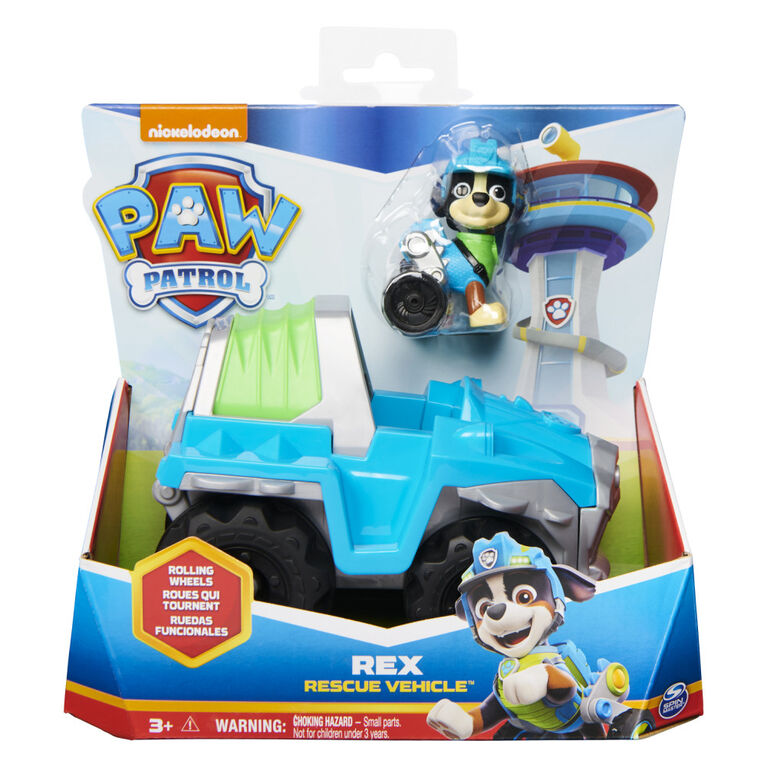 Paw Patrol, Rex's Dinosaur Rescue Vehicle with Collectible Action Figure