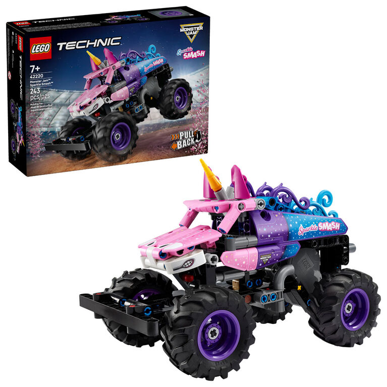 LEGO Technic Monster Jam Sparkle Smash Pull-Back Truck Toy for Boys, Girls, & Kids, Ages 7+ - 42220