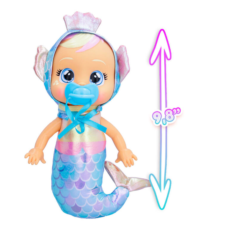 Cry Babies Tiny Cuddles Mermaids Giselle - 9" Baby Doll | Metallic Pajamas with Mermaid Tail