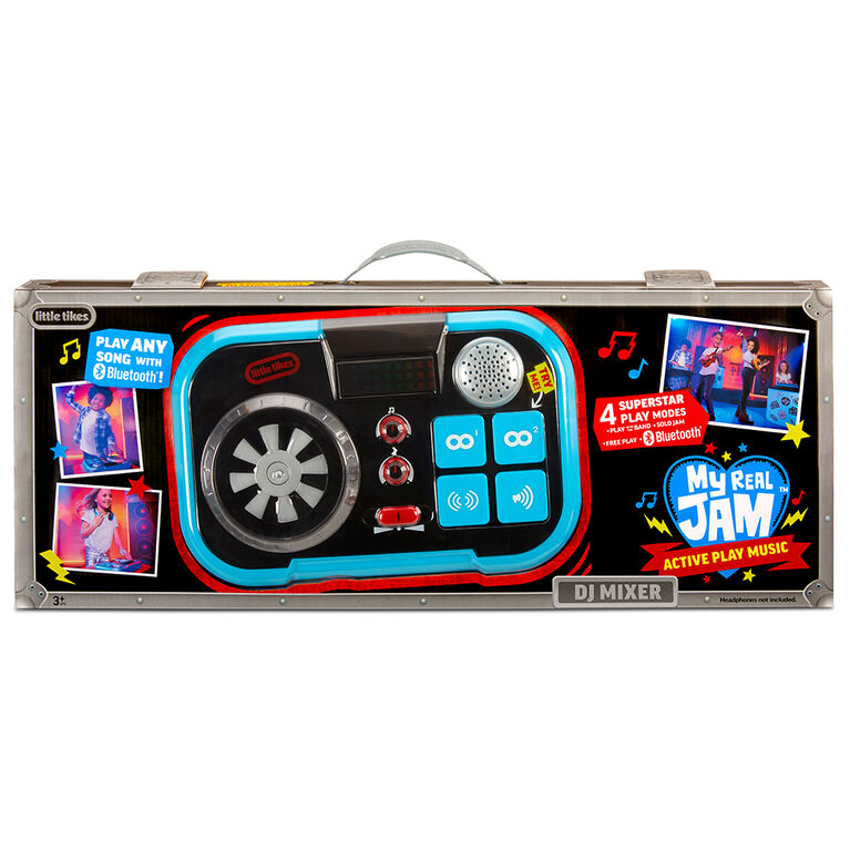 My Real Jam DJ Table, Toy DJ Mixing Table with Headphone Jack and Case - Headphones not included