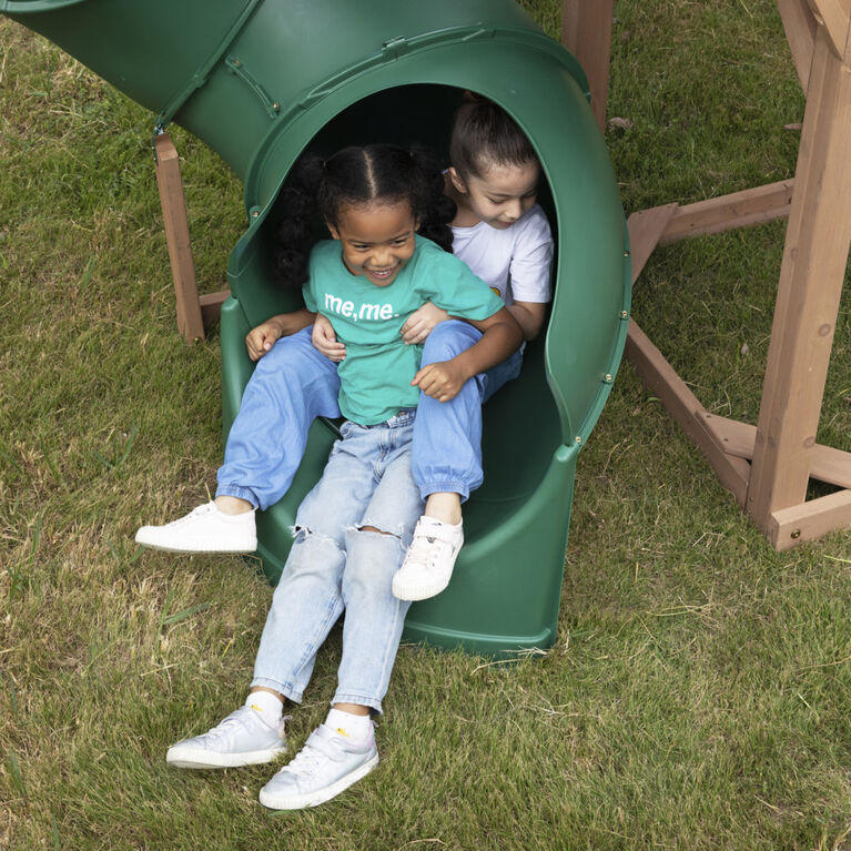 KidKraft Timberlake Wooden Swing Set / Playset with 3 Slides, 3