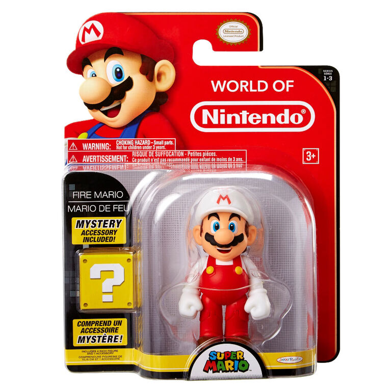 Figurines du Monde de Nintendo de 4 pouces - Mario avec une fleur de feu