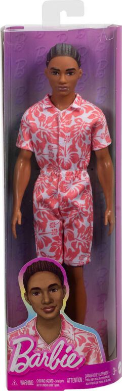 Barbie Fashionistas Ken Doll #235 in Hawaiian Print Jumpsuit with Green Sandals, Brown Hair