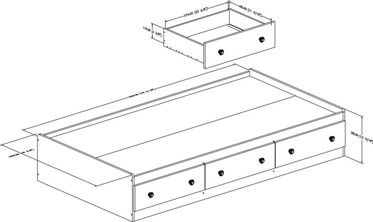 Summer Breeze Bed with Storage - Mates Bed with 3 Drawers - Blueberry