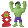 Marvel Spidey and His Amazing Friends Power Smash Hulk, Face-Changing 10-inch Hulk Figure with Brick Wall Accessory