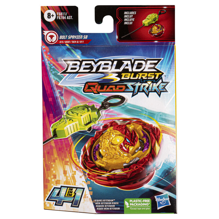 Beyblade Burst QuadStrike Bolt Spryzen S8 Starter Pack, Battling Game Toy with Launcher