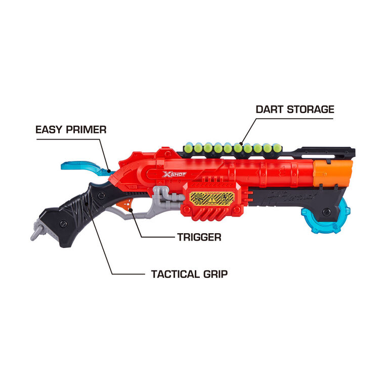 Fusil à fléchettes en mousse X-Shot Dino Attack Claw Hunter (24 fléchettes, 6 oeufs)