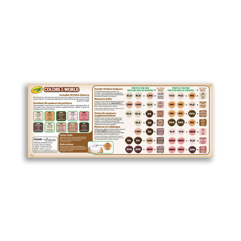 Peintures lavables Couleurs du monde Crayola, jeu de 10