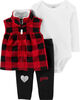 Carter's 3-Piece Buffalo Check Vest Set - Red, Newborn
