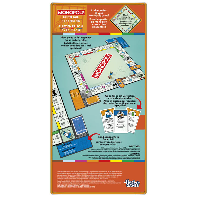 Monopoly Go to Jail EXPANSION (Classic Monopoly Game Required to Play)
