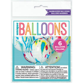 12" Marbleized Latex Balloons, 6 piecs