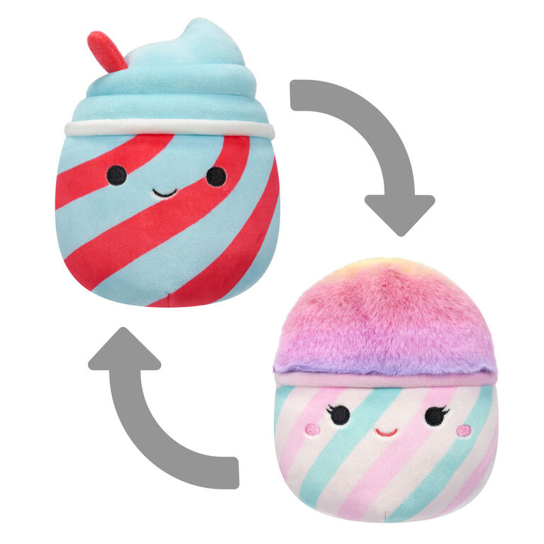 Squishmallows 5" Flip-a-mallows - Tucker Red and Blue Slushie/Bevin - Pink and Blue Cotton Candy