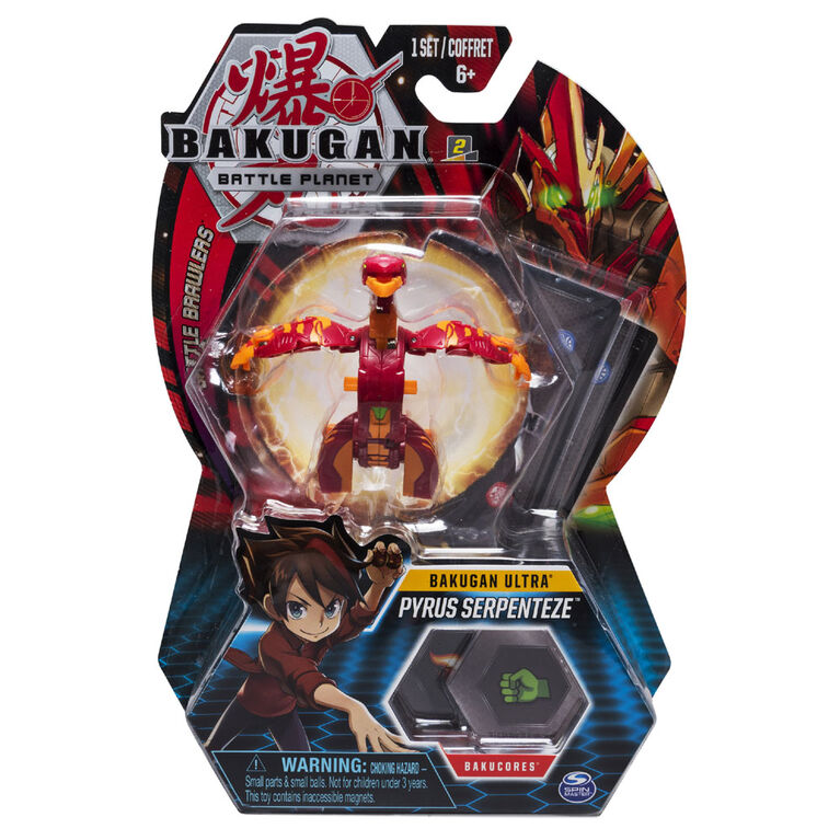 Bakugan Ultra Ball Pack, Pyrus Serpenteze, 3-inch Tall Collectible Transforming Creature