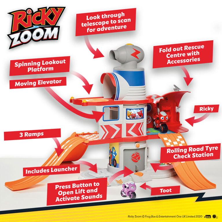 Ricky Zoom: Ricky's House Adventure Playset - Multi-level Rescue Headquarters with Sound, Ramps, Bike Launcher & More - Includes 3-inch Action Figures - R Exclusive