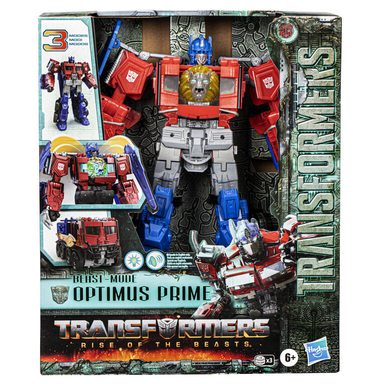 Transformers Toys Transformers: Rise of the Beasts Movie, Beast-Mode Optimus Prime Action Figure, 10-inch - English Edition