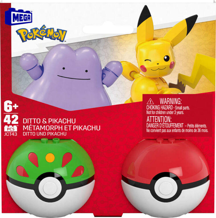 MEGA Pokémon Poké Ball 2-Pack Building Toy Kits with 2 Action Figures (42 Pieces)