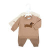 Baby Mode 3 Piece Fleece Jogger Set:Brown Dog
