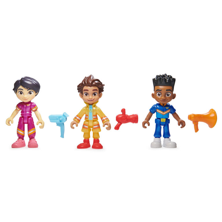 Disney Junior Firebuds Action Figures Gift Pack with 3 Collectible Kids Toys: Bo, Jayden and Violet and Accessories