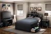 Cosmos Bookcase Headboard with Storage- Black Onyx and Charcoal
