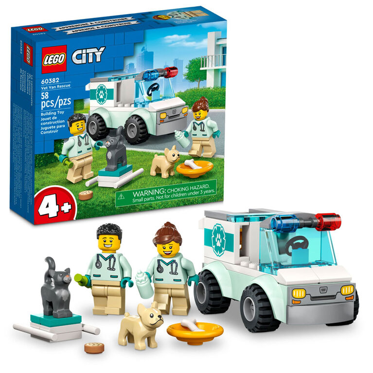 LEGO City La camionnette de secours vétérinaire 60382; Jeu de construction (58 pièces)