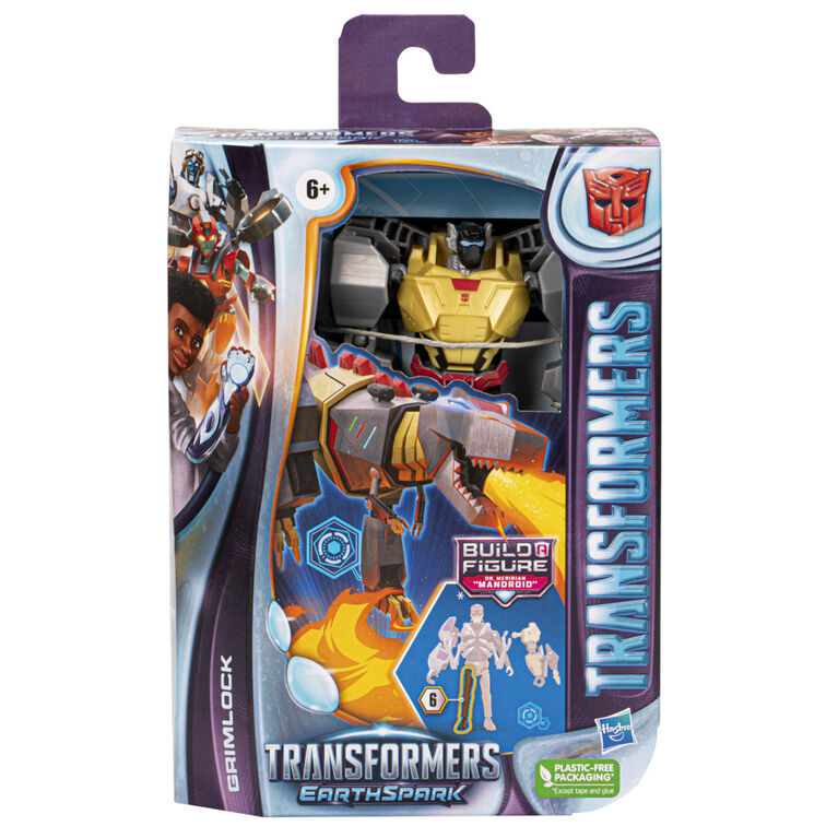 Transformers Toys EarthSpark Deluxe Class Grimlock, 5 Inch Action Figure, Robot Toys