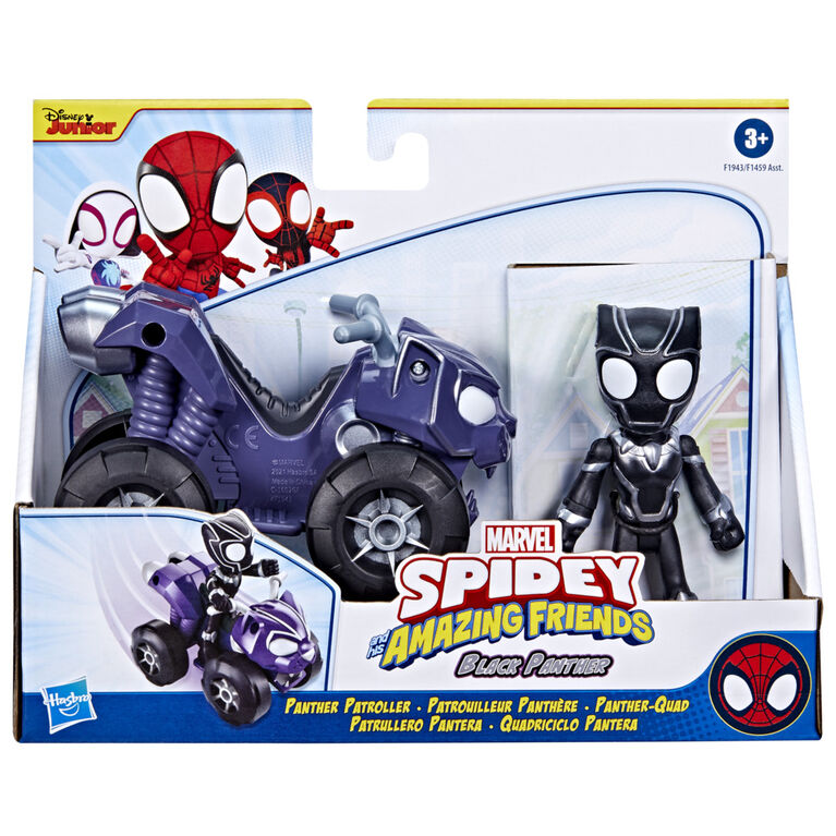Marvel Spidey and His Amazing Friends Black Panther Action Figure And Panther Patroller Vehicle