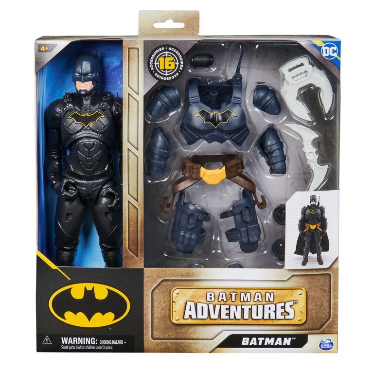 DC Comics, Batman Adventures, Figurine articulée Batman avec 16 accessoires d'armure, 17 points d'articulation, 30 cm
