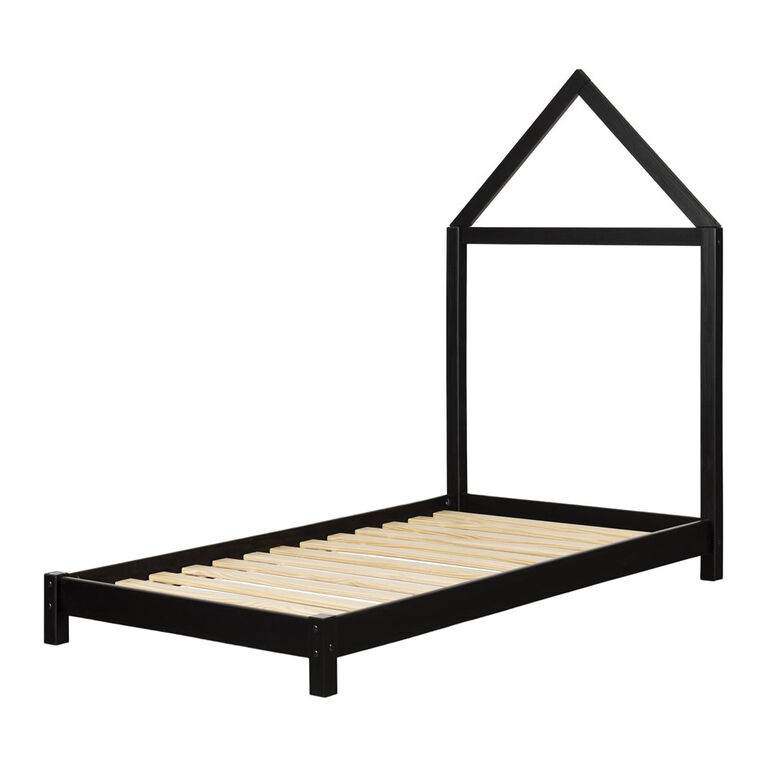 Sweedi Lit avec tête de lit maison Simple Noir mat