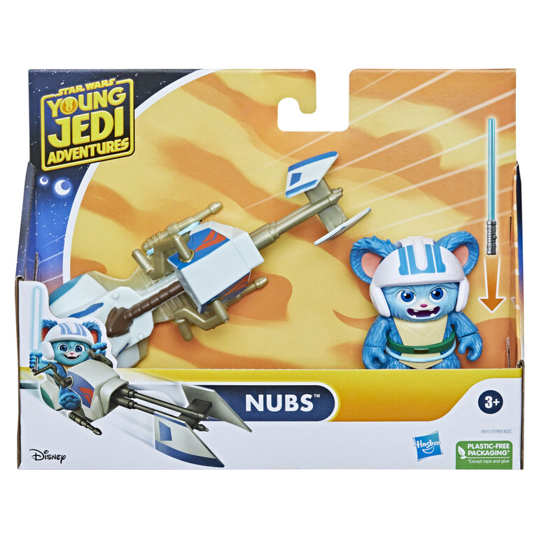 Star Wars Les Aventures des Petits Jedi figurine Nubs avec Speeder Bike, échelle 10 cm, jouets préscolaires Star Wars