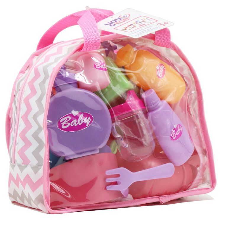 You & Me Doll accessories. With 30pcs different kinds of baby care & feeding accessories in a carrying bag