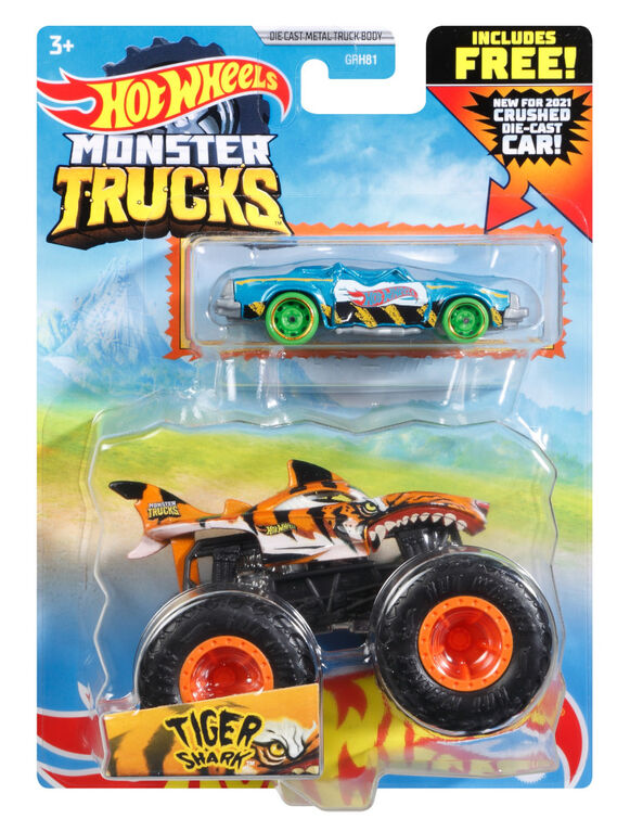 Hot Wheels Monster Trucks 1:64 Tiger Shark Vehicle 2 Pack
