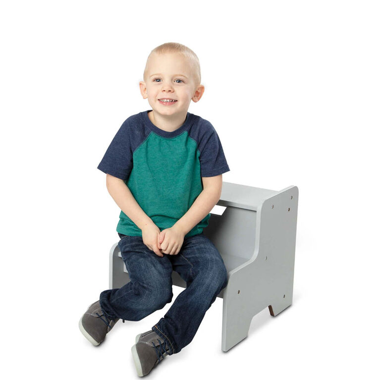 Wooden Step Stool- Grey