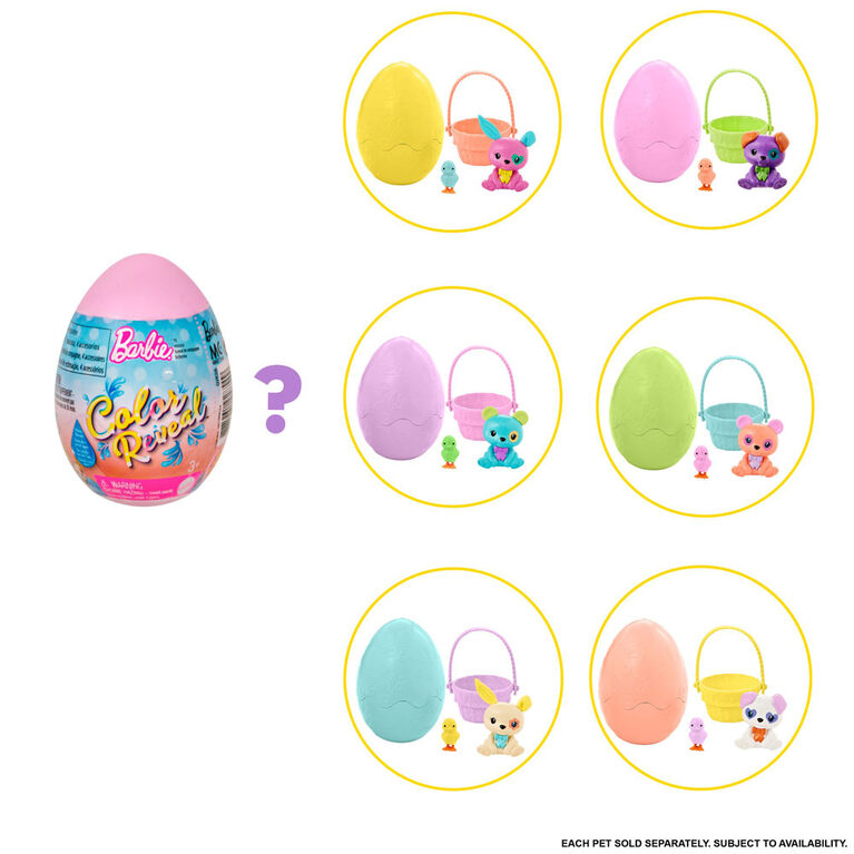 Barbie Color Reveal Pet Set in Easter Egg Case with 5 Surprises