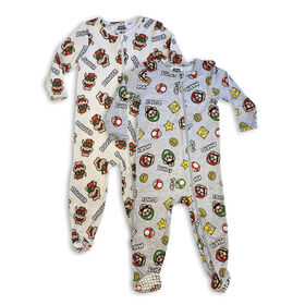 Super Mario 2 Piece Pack Sleeper - White/Grey 18-24M