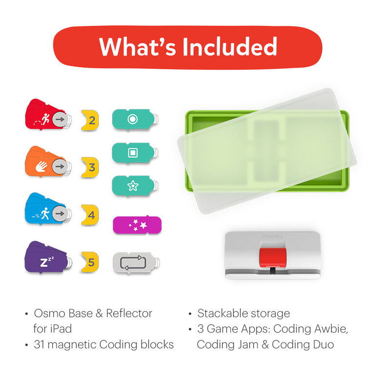 Osmo - Coffret Complet Coding pour iPad -  Pour apprendre à coder, bases du codage and plus - Jouet STIM (Base Osmo pour iPad incluse)