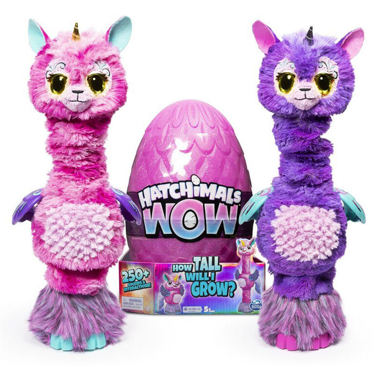 Hatchimals WOW, Hatchimal interactif Llalacorn de 81,30 cm avec oeuf à faire éclore plusieurs fois (les styles peuvent varier)