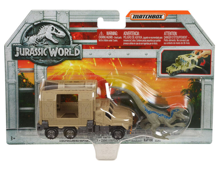 Matchbox Jurassic World Dino Transporters Armored Raptor Hauler and Figure