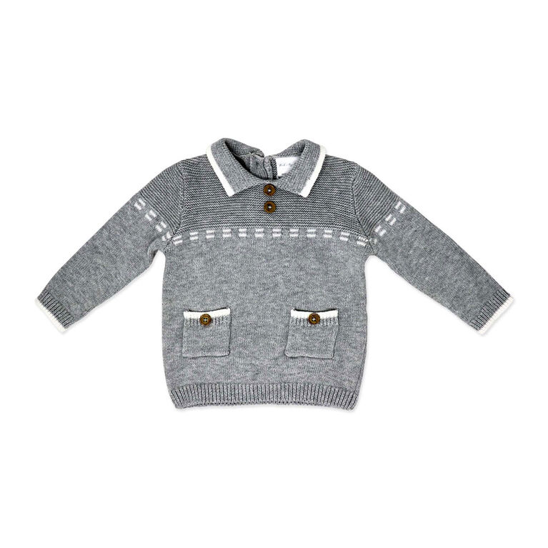 Rock a bye Baby Knit Jumper with Pocket Detail & Trousers: Grey 0-3M