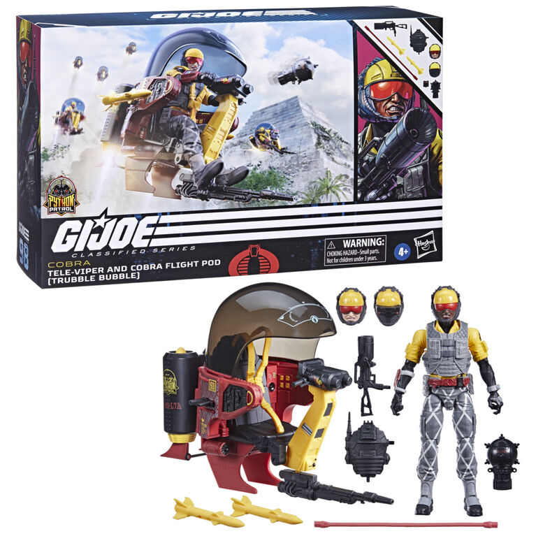 G.I. Joe Classified Series Python Patrol Tele-Viper & Cobra Flight Pod (Trubble Bubble) Vehicle, 98, With 12 Accessory Pieces - R Exclusive