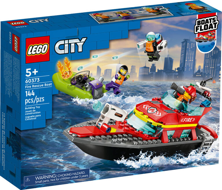 LEGO City Fire Rescue Boat 60373 Building Toy Set (144 Pieces)